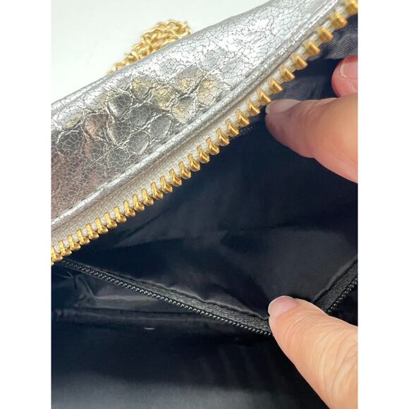 Victoria's Secret Handbag Crossbody Purse Silver Gold Chain Strap Tassel Snake - Picture 6 of 9